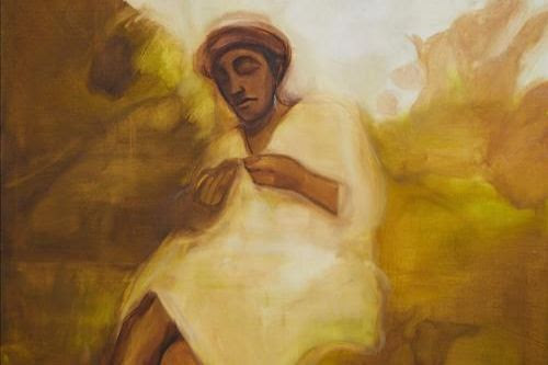 Sikelela Owen, Knitting (detail), Oil, 183 x 152 cm. Courtesy of the artist.